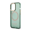 Guess Gold Outline Translucent MagSafe - Etui iPhone 13 Pro (zielony) (GUHMP13LHTCMA)