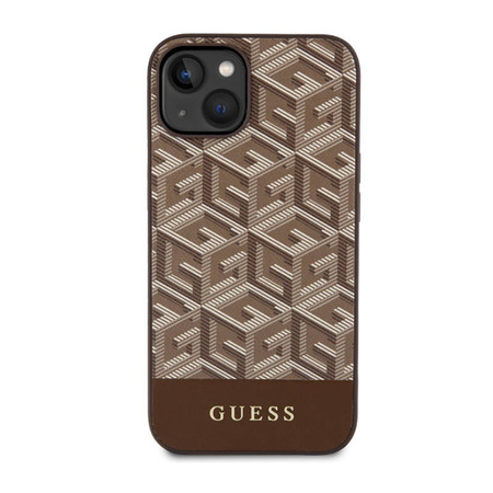 Guess GCube Stripes MagSafe - Etui iPhone 14 Plus (Brązowy) (GUHMP14MHGCFSEW)