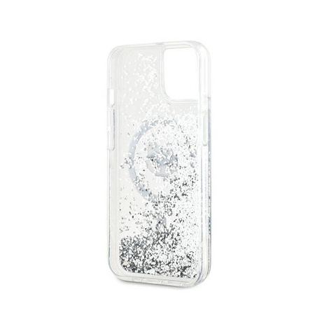 Karl Lagerfeld Liquid Glitter Choupette Head MagSafe - Etui iPhone 15 / 14 / 13 (przezroczysty) (KLHMP15SLGCHSGH)