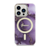 Guess Golden Marble MagSafe - Etui iPhone 14 Pro (Purpurowy) (GUHMP14LHTMRSU)