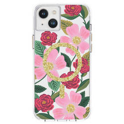 Rifle Paper Clear MagSafe - Etui iPhone 14 Plus zdobione złotem (Rose Garden) (RP049280)