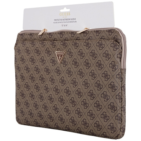 Guess 4G Zipper Pocket Triangle Logo Sleeve - Etui na notebooka 14" (brązowy) (GUCS14ZP4DPTW)