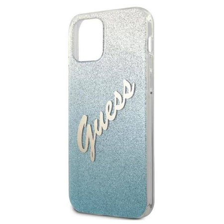 Guess Glitter Gradient Script - Etui iPhone 12 Pro Max (niebieski) (GUHCP12LPCUGLSBL)