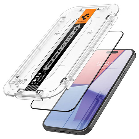 Spigen GLAS.TR EZ FIT FC - Szkło hartowane do iPhone 15 Plus (Czarna ramka) (AGL06888)