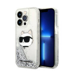 Karl Lagerfeld Liquid Glitter NFT Choupette Head - Etui iPhone 14 Pro (srebrny) (KLHCP14LLNCHCS)