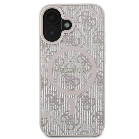 Guess 4G Ring Classic Logo MagSafe - Etui iPhone 16 Plus (różowy) (GUHMP16MG4GFRP)