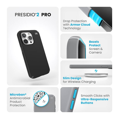 Speck Presidio2 Pro - Etui iPhone 15 Pro (Black / Slate Grey / White) (150476-3205)