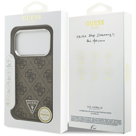 Guess 4G Triangle Logo MagSafe - Etui iPhone 17 Pro (brązowy) (GUHMP17LP4TSRCMW)