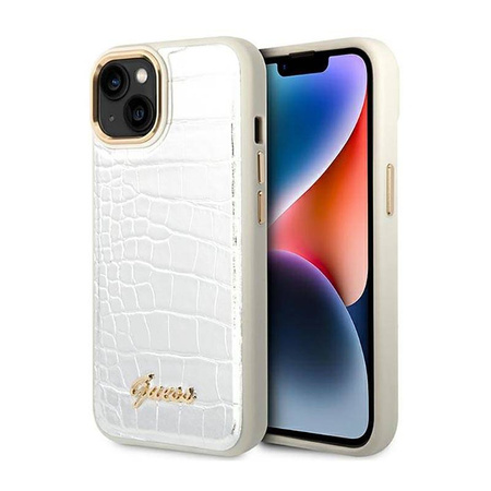 Guess Croco Collection – Etui iPhone 14 Plus (srebrny) (GUHCP14MHGCRHS)