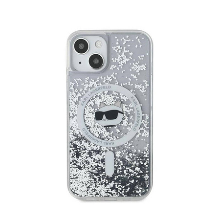 Karl Lagerfeld Liquid Glitter Choupette Head MagSafe - Etui iPhone 15 Plus / 14 Plus (przezroczysty) (KLHMP15MLGCHSGH)