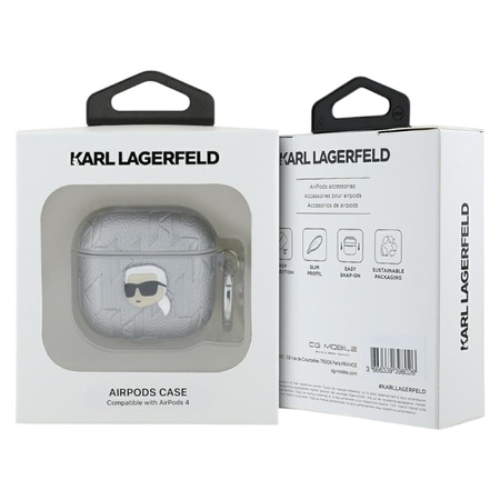 Karl Lagerfeld Monogram Karl Head - Etui AirPods 4 (srebrny) (KLA4PGKIPS)