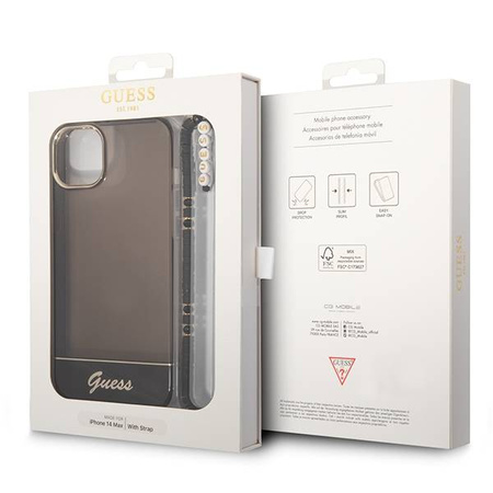 Guess Translucent Pearl Strap - Etui iPhone 14 Plus (czarny) (GUHCP14MHGCOHK)