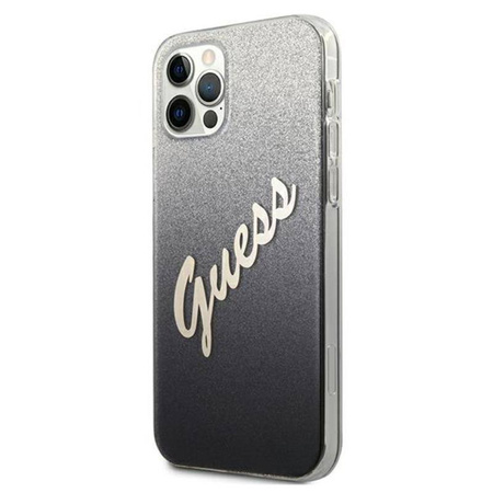 Guess Glitter Gradient Script - Etui iPhone 12 Pro Max (czarny) (GUHCP12LPCUGLSBK)