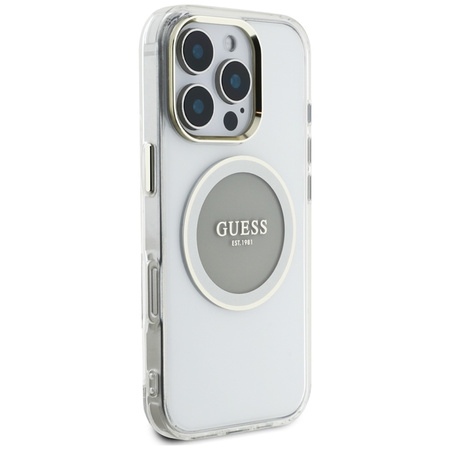 Guess IML Metal Colored Circle Classic Logo MagSafe - Etui do iPhone 16 Pro (szary) (GUHMP16LHTDRCEDG)