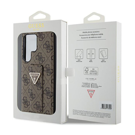 Guess Grip Stand 4G Triangle Strass Logo - Etui Samsung Galaxy S24 Ultra (brązowy) (GUHCS24LPGS4TDW)