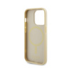 Guess Saffiano MagSafe - Etui iPhone 15 Pro (złoty) (GUHMP15LPSAHMCB)