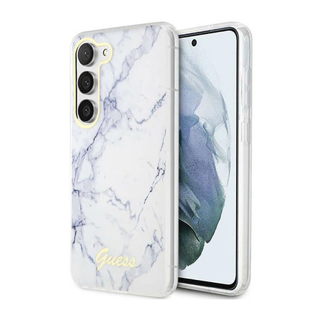 Guess Marble Collection - Etui Samsung Galaxy S23 (biały) (GUHCS23SPCUMAH)