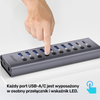 Unitek Hub USB C/USB A 10w1 5Gbps, 8x USB A, 2x USB C z włącznikami portów (H1315B01-EU)