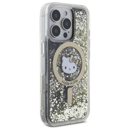 Hello Kitty Liquid Glitter Fever MagSafe - Etui iPhone 16 Pro Max (czarny / złoty) (HKHMP16XLGDIK)