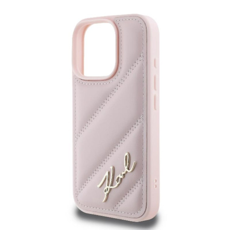 Karl Lagerfeld Quilted Signature - Etui iPhone 16 Pro (różowy) (KLHCP16LPQDSMGP)
