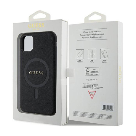 Guess Saffiano MagSafe - Etui iPhone 11 (czarny) (GUHMN61PSAHMCK)