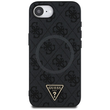 Guess 4G Ring Triangle Logo MagSafe - Etui do iPhone 16e (czarny) (GUHMPSE4P4TDPK)