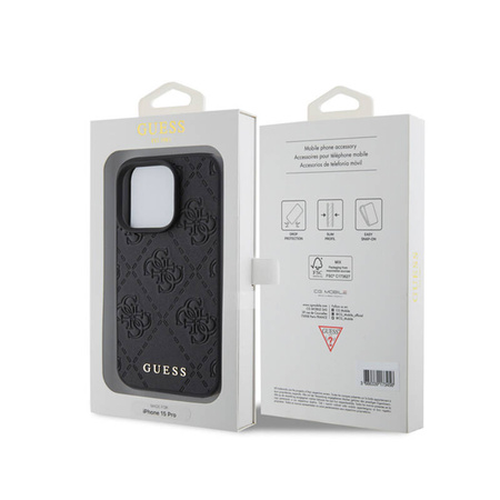 Guess Leather 4G Stamped - Etui iPhone 15 Pro (czarny) (GUHCP15LP4EPMK)