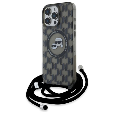 Karl Lagerfeld IML Crossbody Monogram Karl & Choupette Head MagSafe - Etui iPhone 16 Pro Max (czarny) (KLHMP16XHCKCKLCK)