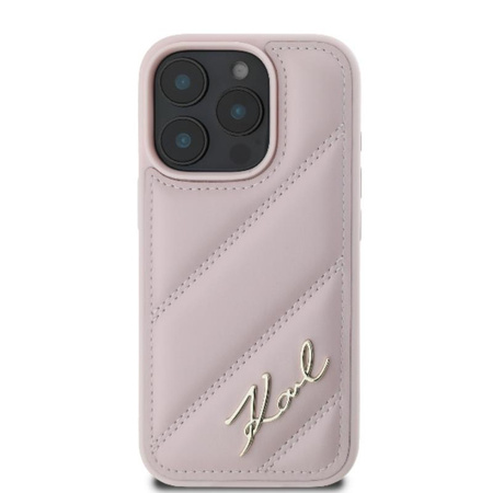 Karl Lagerfeld Quilted Signature - Etui iPhone 16 Pro (różowy) (KLHCP16LPQDSMGP)