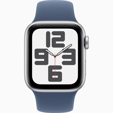 Apple Watch SE GPS 40mm Koperta z aluminium w kolorze srebrnym, pasek sportowy w kolorze denim - M/L (MXED3ET/A)