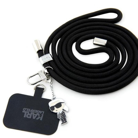 Karl Lagerfeld CBDY Cord - Uniwersalny pasek / smyczka do telefonu (czarny) (KLUCNMSCKIK)