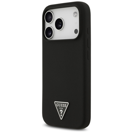 Guess Silicone Triangle Logo MagSafe - Etui iPhone 17 Pro (czarny) (GUHMP17LSCTRLMK)