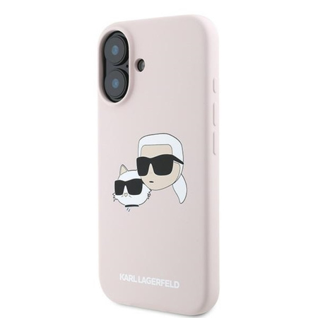 Karl Lagerfeld Silicone Double Heads Print MagSafe - Etui iPhone 16 Plus (różowy) (KLHMP16MSKCHPPLP)