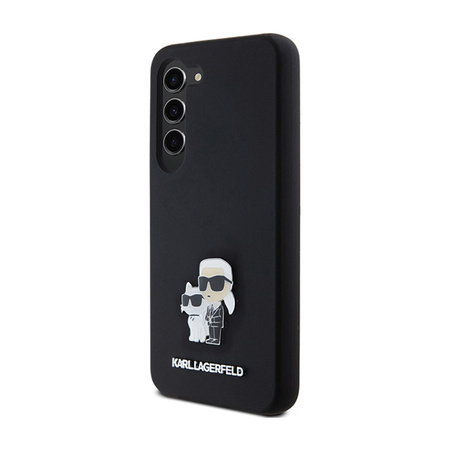Karl Lagerfeld Silicone Karl & Choupette Metal Pin - Etui Samsung Galaxy S24 (czarny) (KLHCS24SSMHKCNPK)