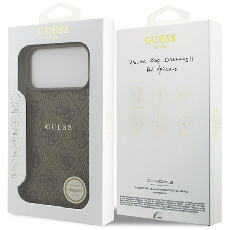 Guess 4G Ring Classic Logo MagSafe - Etui iPhone 17 Pro Max (brązowy) (GUHMP17XG4GFRW)