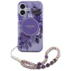 Guess IML Flowers With Pearl Strap MagSafe - Etui iPhone 16 (fioletowy) (GUHMP16SHFWBRCESU)