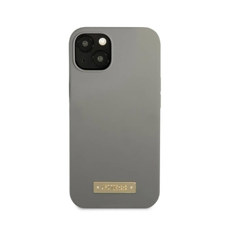 Guess Silicone Logo Plate MagSafe - Etui iPhone 13 (szary) (GUHMP13MSPLG)