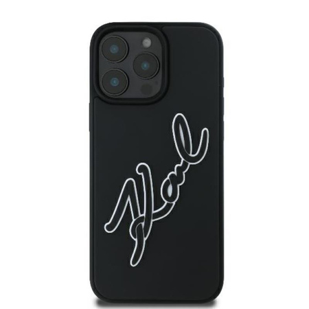 Karl Lagerfeld 3D Rubber Bicolor Signature - Etui iPhone 16 Pro (czarny) (KLHCP16L3DRKSDLK)