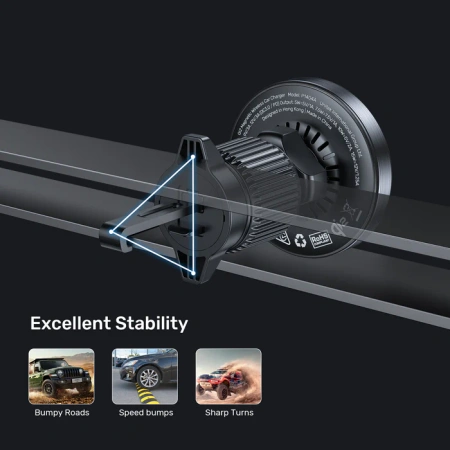 Uchwyt samochodowy Unitek 15W, Qi2 (P1404ABK01)