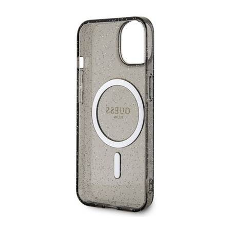 Guess Glitter Gold MagSafe - Etui iPhone 14 (Czarny) (GUHMP14SHCMCGK)