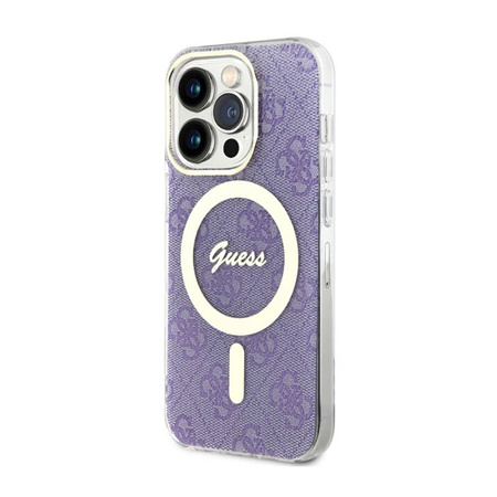 Guess 4G MagSafe - Etui iPhone 14 Pro (Purpurowy) (GUHMP14LH4STU)