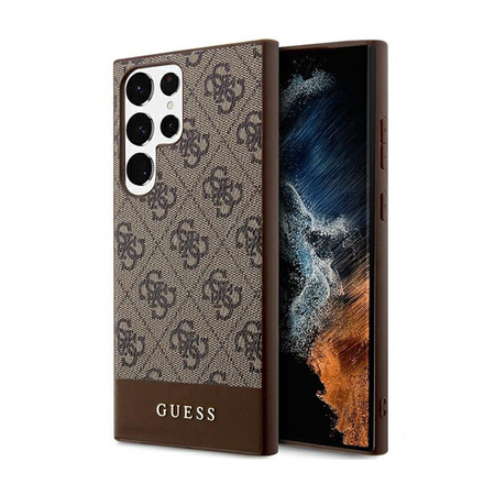 Guess 4G Bottom Stripe Metal Logo Collection - Etui Samsung Galaxy S24 Ultra (brązowy) (GUHCS24LG4GLBR)