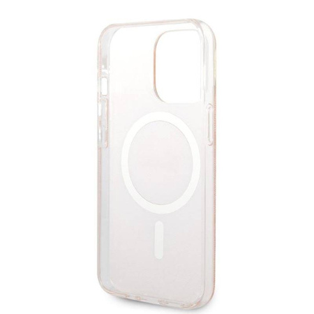 Guess Bundle Pack MagSafe 4G - Zestaw etui + ładowarka MagSafe iPhone 13 Pro (różowy/złoty) (GUBPP13LH4EACSP)