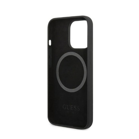 Guess Silicone Logo Plate MagSafe - Etui iPhone 13 Pro Max (czarny) (GUHMP13XSPLK)