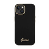 Guess Silicone Script Metal Logo & Frame - Etui iPhone 15 (czarny) (GUHCP15SSMBSLK)