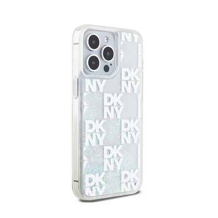 DKNY Liquid Glitter Multilogo - Etui iPhone 15 Pro Max (biały) (DKHCP15XLCPEPT)