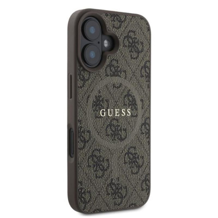 Guess 4G Ring Classic Logo MagSafe - Etui iPhone 16 (brązowy) (GUHMP16SG4GFRW)