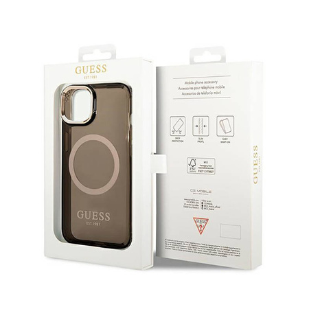 Guess Gold Outline Translucent MagSafe - Etui iPhone 14 Plus (czarny) (GUHMP14MHTCMK)