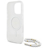 Guess IML Glitter With Pearl Strap MagSafe - Etui iPhone 16 Pro (przezroczysty) (GUHMP16LHGCRELST)