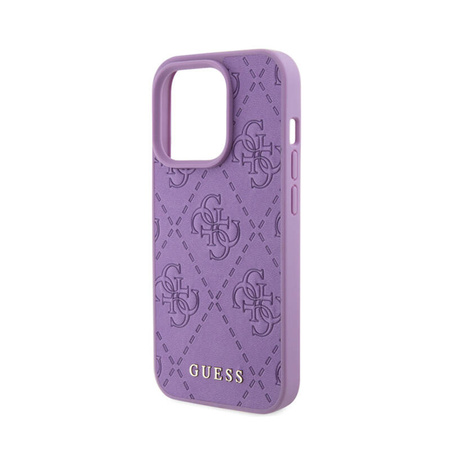 Guess Leather 4G Stamped - Etui iPhone 15 Pro (fioletowy) (GUHCP15LP4EPMU)